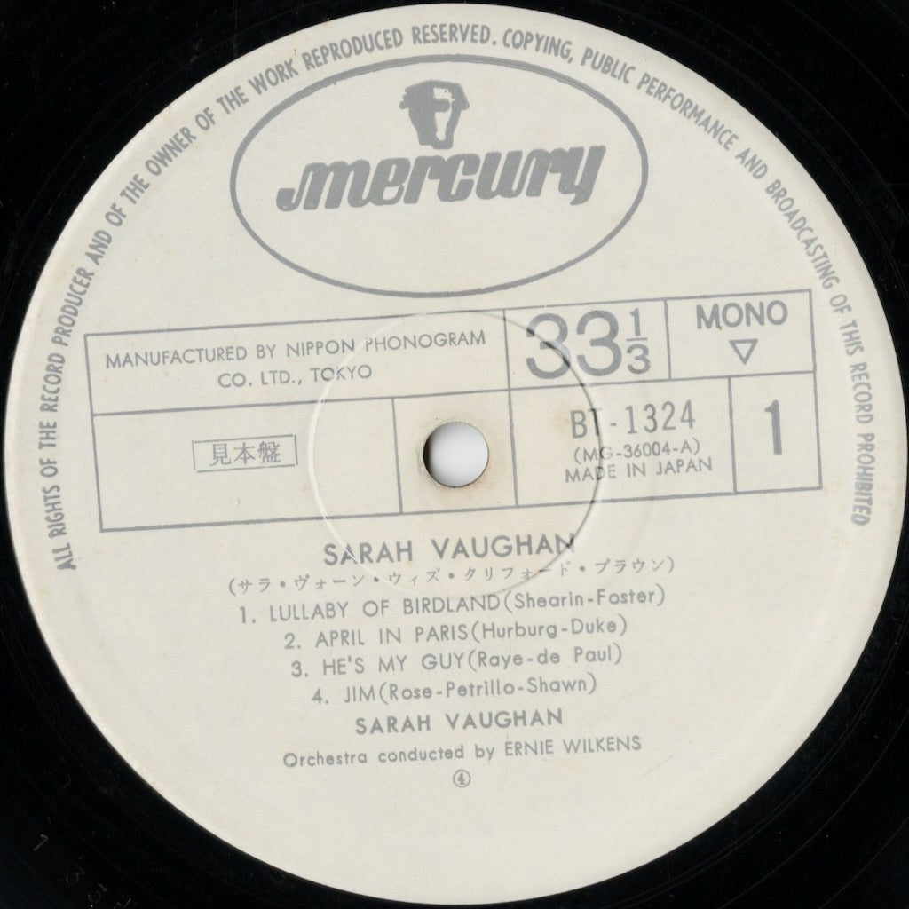 Sarah Vaughan / サラ・ヴォーン (1955) (BT-1324)