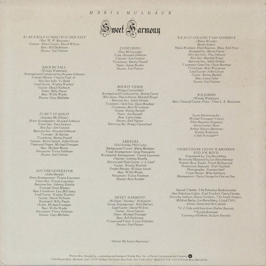 Maria Muldaur - Sweet Harmony (MS 2235) LP 1976 US Reprise|中古LP