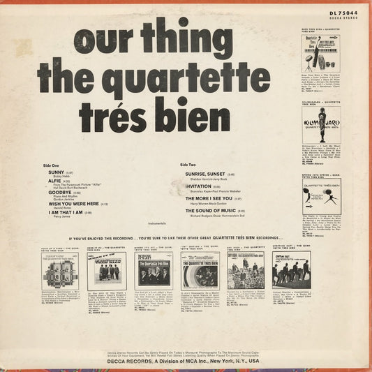 Quartette Tres Bien - Our Thing (DL75044) LP 1968 US Decca|中古LP