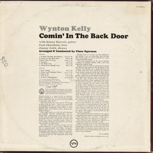 Wynton Kelly - Comin' In The Back Door (V-8576) 1963 US Verve MONO|中古LP