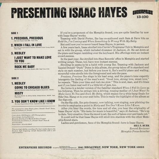 Isaac Hayes - Presenting (13-100) 1968 US Enterprise|中古LP