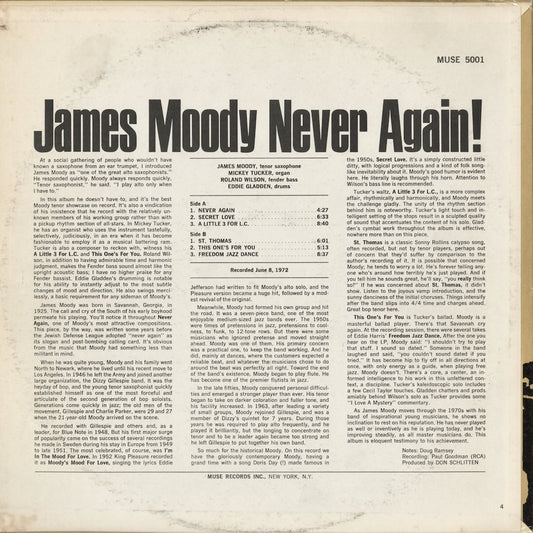 James Moody - Never Again! (MR5001) LP 1972 US Muse|中古LP