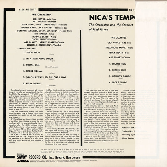 Gigi Gryce / ジジ・グライス / Nica's Tempo (22RS-10M)