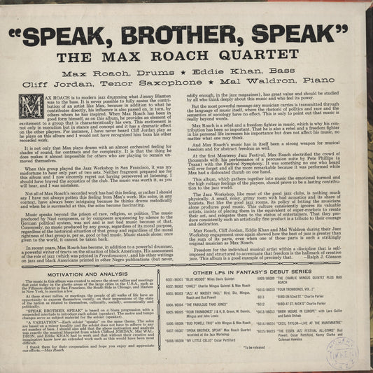 Max Roach Quartet / マックス・ローチ / Speak, Brother, Speak! (86007)