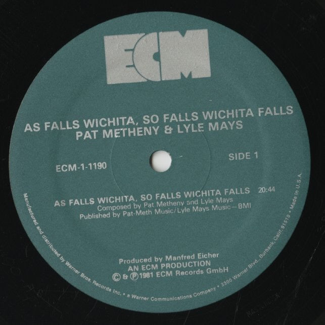 Pat Metheny & Lyle Mays / パット・メセニー&ライル・メイズ / As Falls Wichita, So Falls Wichita Falls (ECM-1-1190)