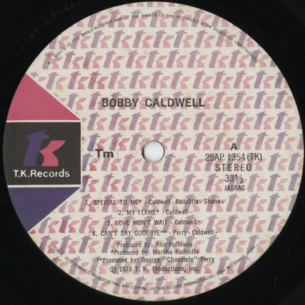 Bobby Caldwell - Bobby Caldwell (25AP 1354) LP 1978 JPN TK Records|中古LP