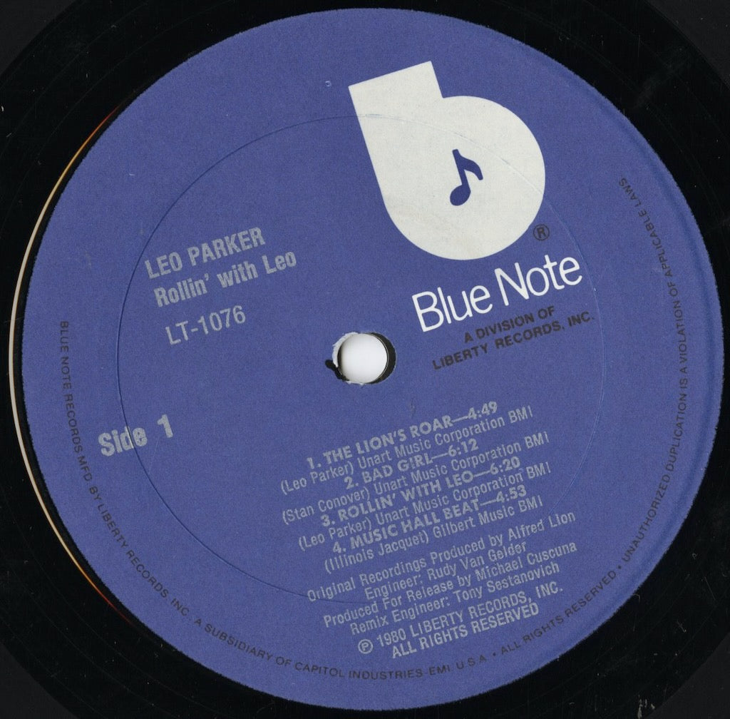 Leo Parker - Rollin' With Leo (LT-1076) LP 1980 US Blue Note|中古LP