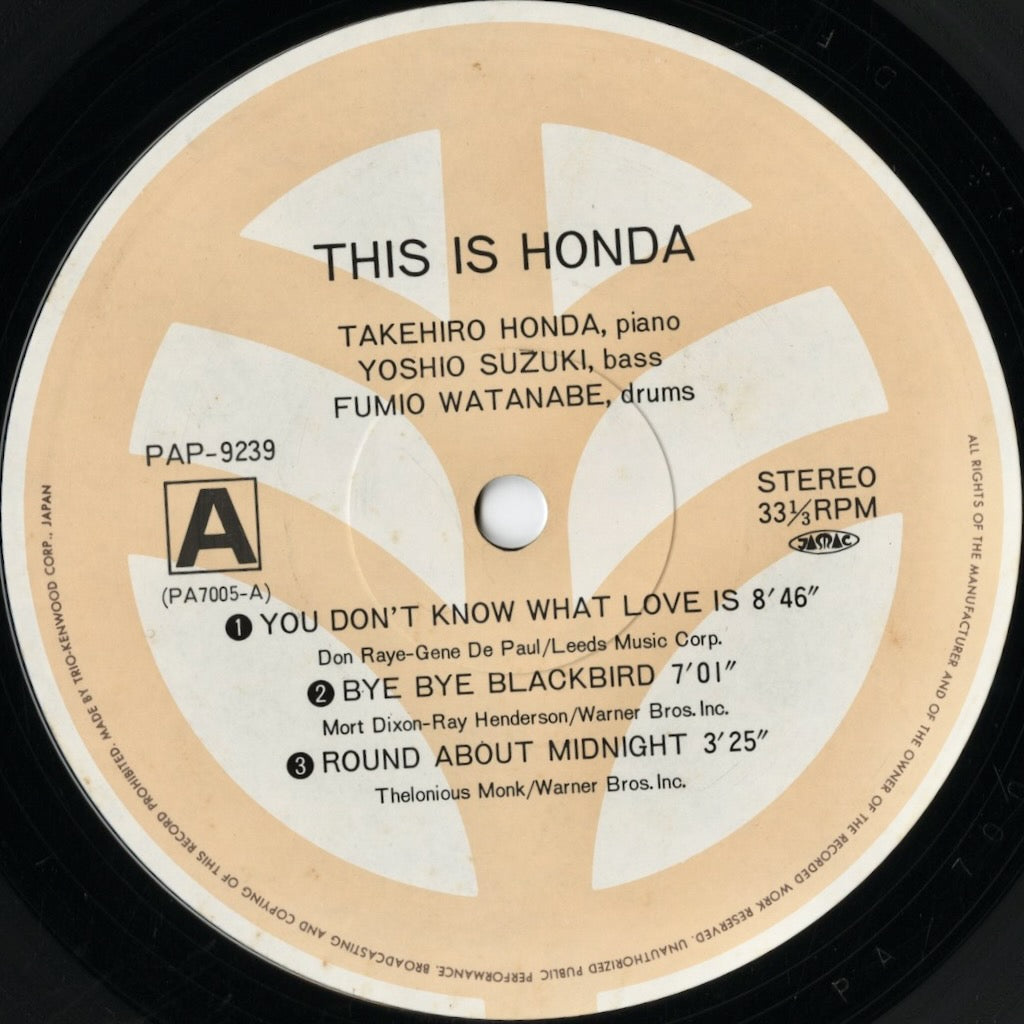 Takehiro Honda / 本田竹曠 / This Is Honda (PAP-9239)