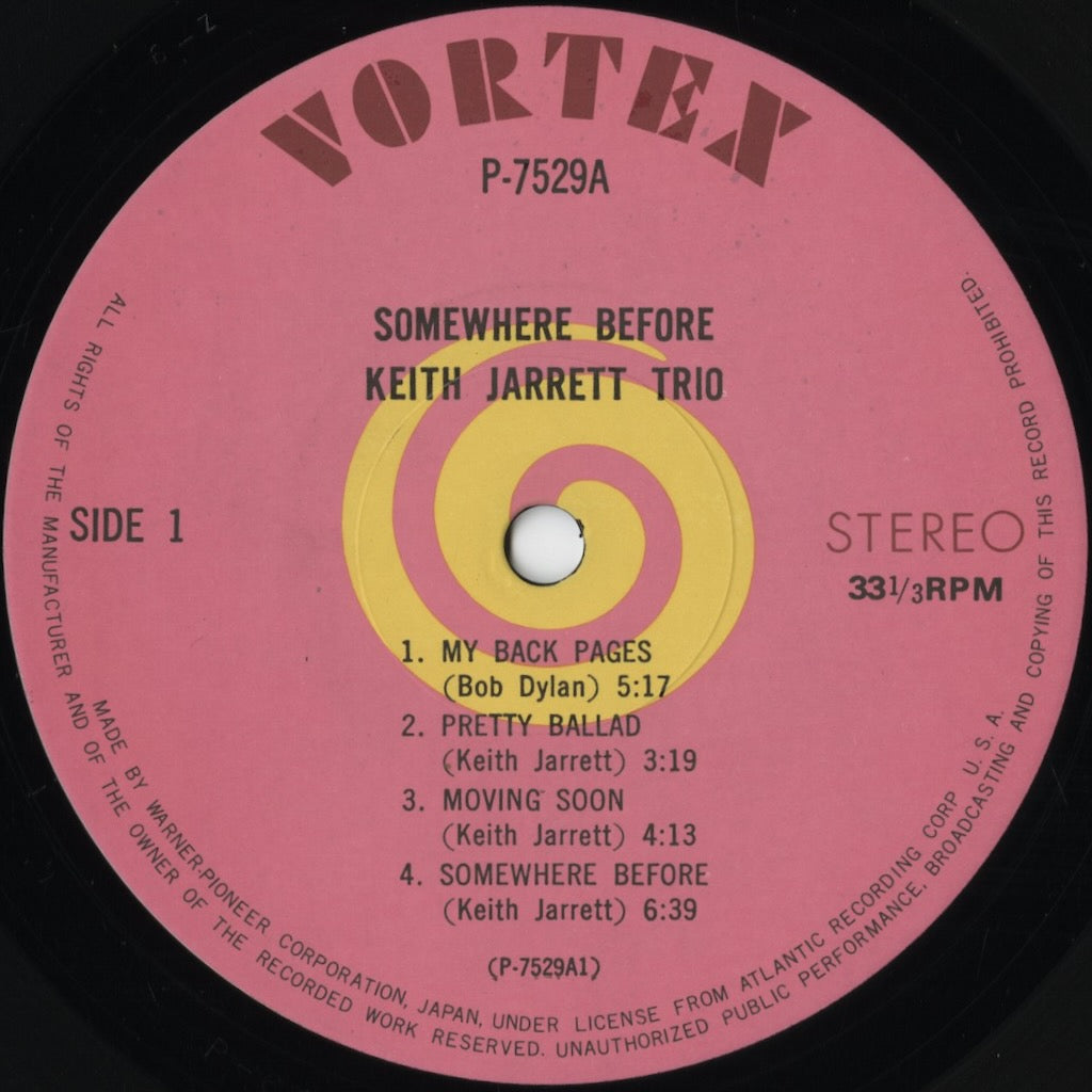 Keith Jarrett / キース・ジャレット / Somewhere Before (P-7529A) JPN 1976 Pressing