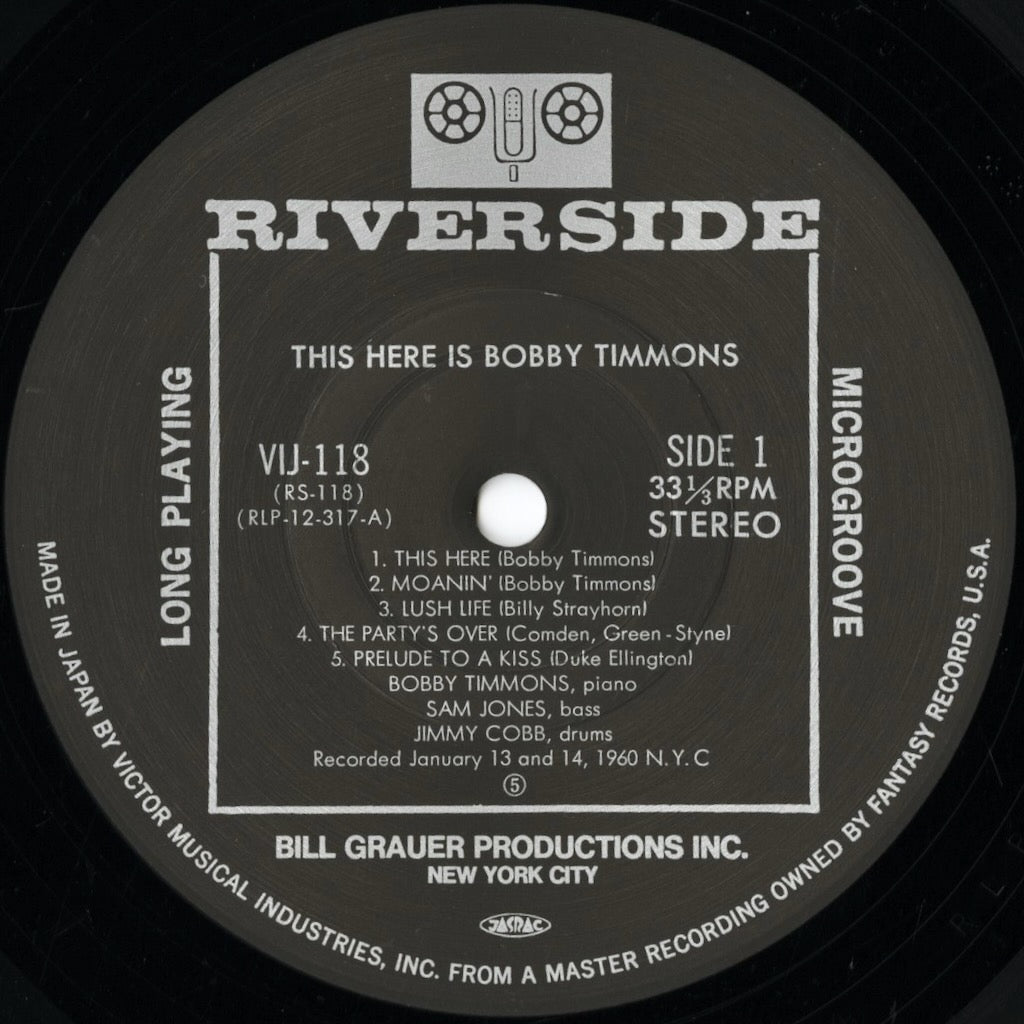 Bobby Timmons / ボビー・ティモンズ / This Here Is Bobby Timmons (VIJ-118)