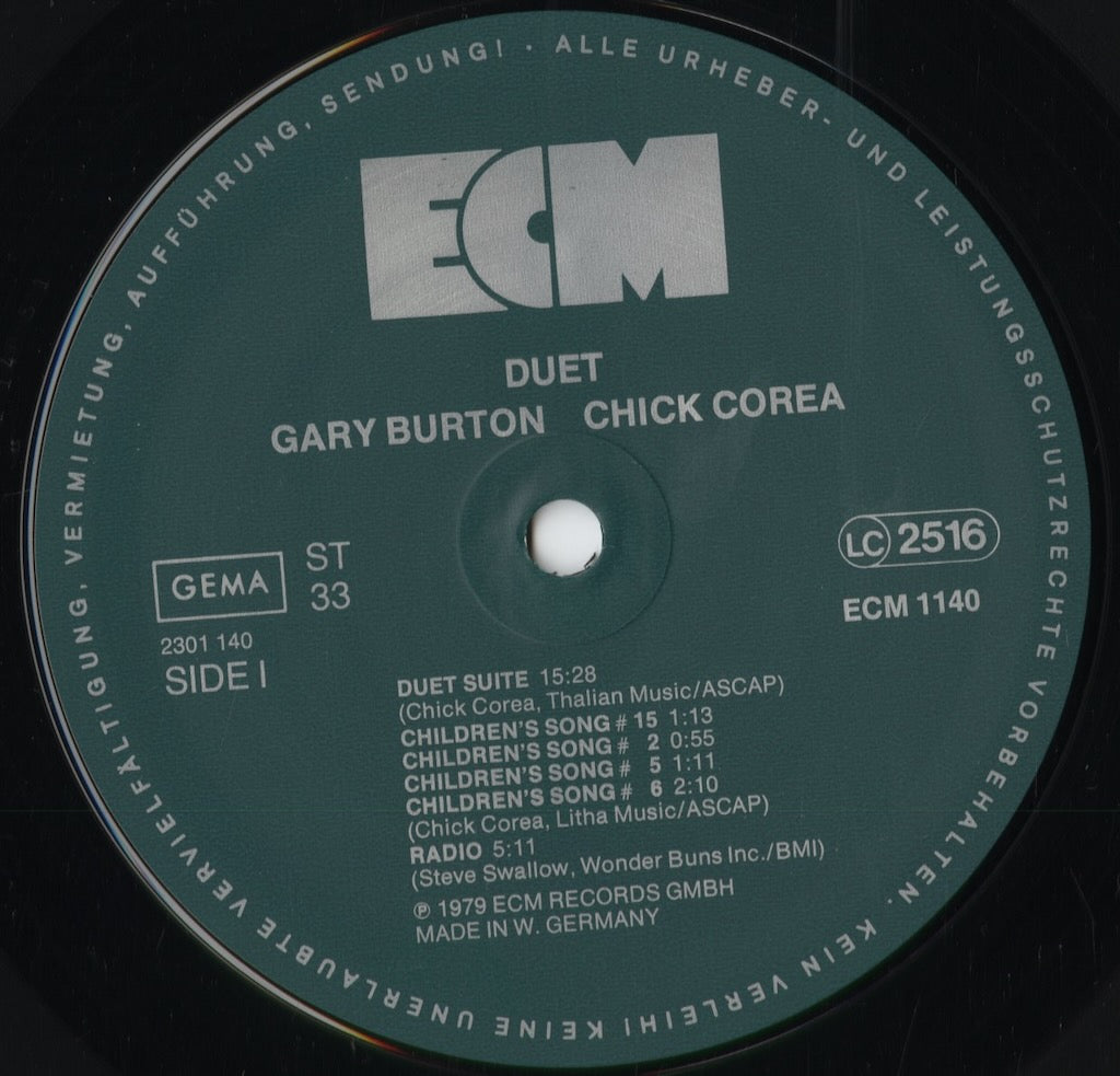 Gary Burton / Chick Corea - Duet (ECM 1140) 1979 GER ECM|中古LP