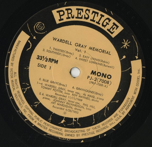 Wardell Gray / ワーデル・グレイ / Memorial Volume One (PJ-2-7008)