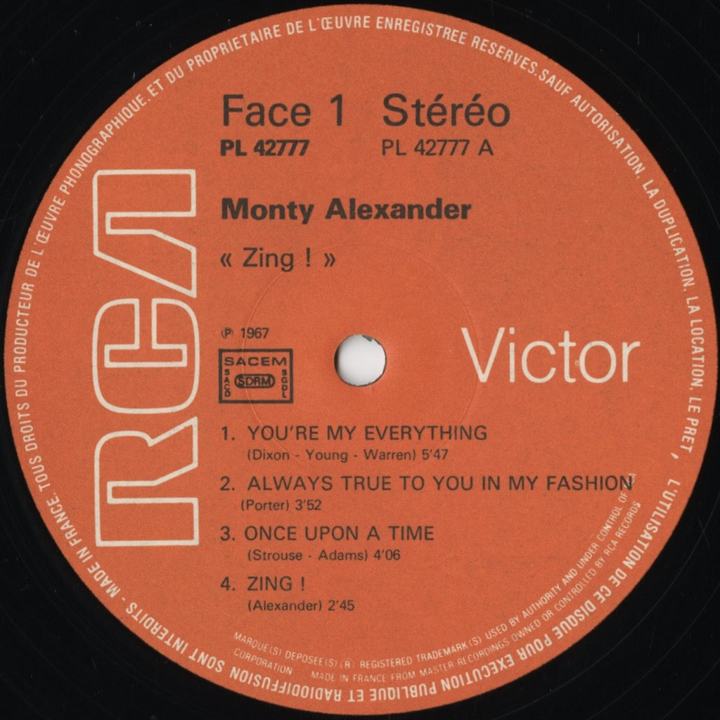 Monty Alexander – Zing! (PL 42777) LP 1978 FRA RCA | 中古LP