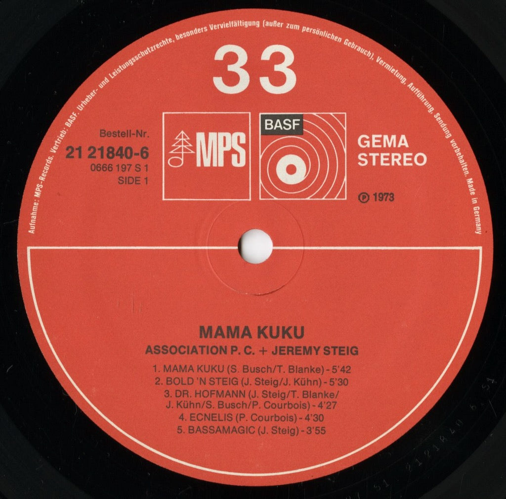 Association P.C. + Jeremy Steig - Mama Kuku (21 21840-6) LP 1974 GER MPS|中古LP