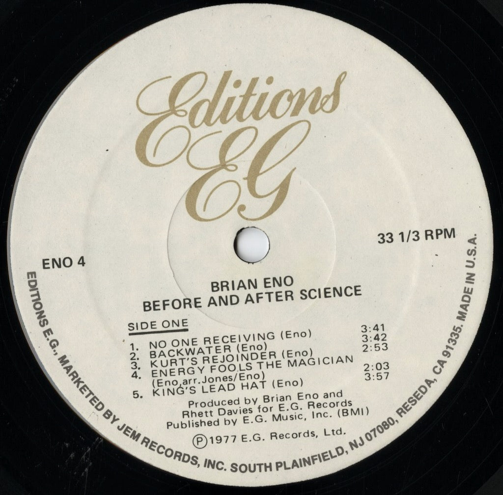 Brian Eno / ブライアン・イーノ / Before And After Science (ENO 4) 1981 US Editions EG盤