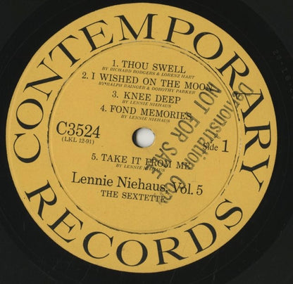 Lennie Niehaus / レニー・ニーハウス / Vol. 5: The Sextet (C-3524)