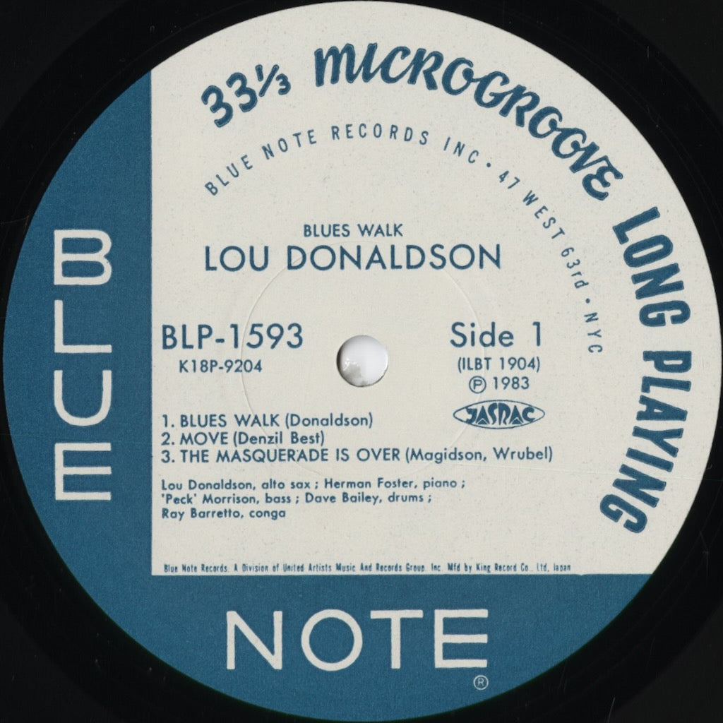Lou Donaldson - Blues Walk (K18P-9204) 1983 JPN Blue Note|中古LP