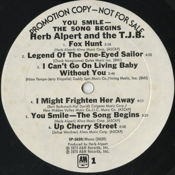 Herb Alpert / ハーブ・アルパート / You Smile The Song Begins (SP3620)