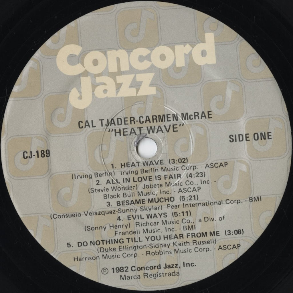 Cal Tjader / Carmen McRae – Heat Wave (CJ-189) LP 1982 US Concord Jazz | 中古LP