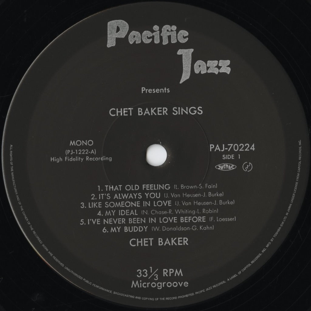 Chet Baker / チェット・ベイカー / Chet Baker Sings (PAJ-70224)