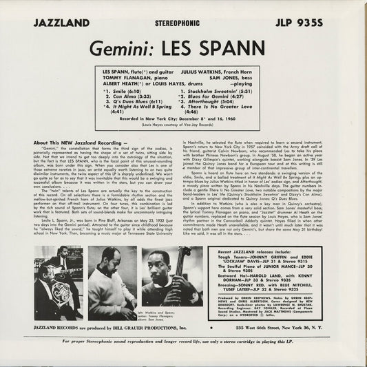 Les Spann - Gemini (WWLJ-7073) 1994 JPN Jazzland / Wave Jazz Classics|中古LP