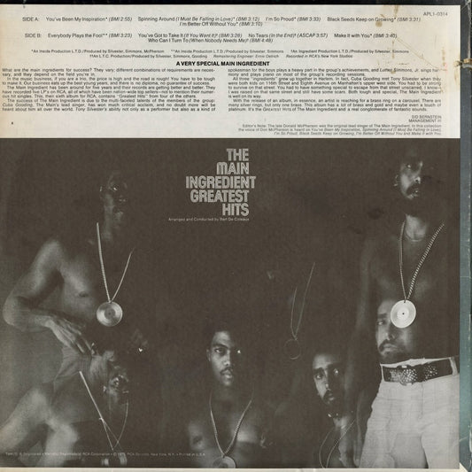 The Main Ingredient - Greatest Hits (APL1-0314) 1973 US RCA Victor|中古LP