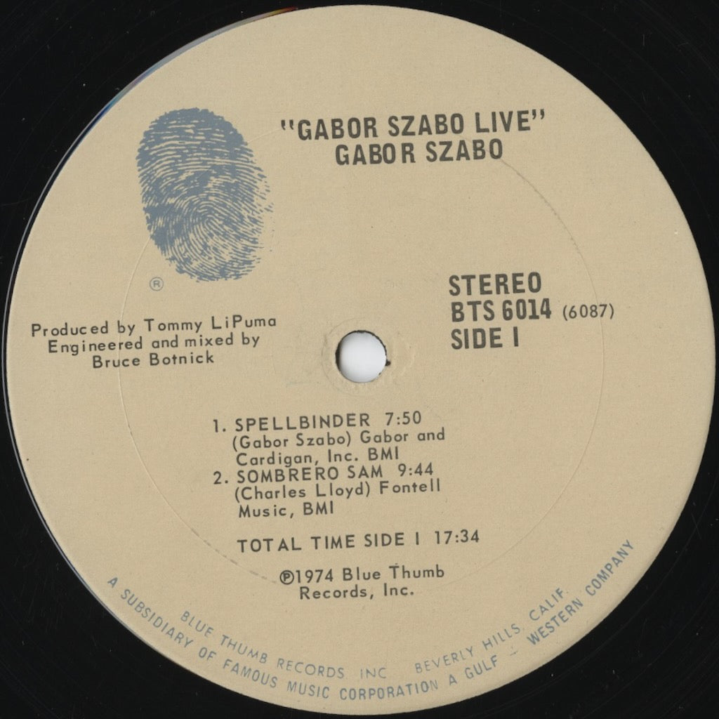 Gabor Szabo - Live With Charles Lloyd (BTS 6014) 1974 US Blue Thumb|中古LP