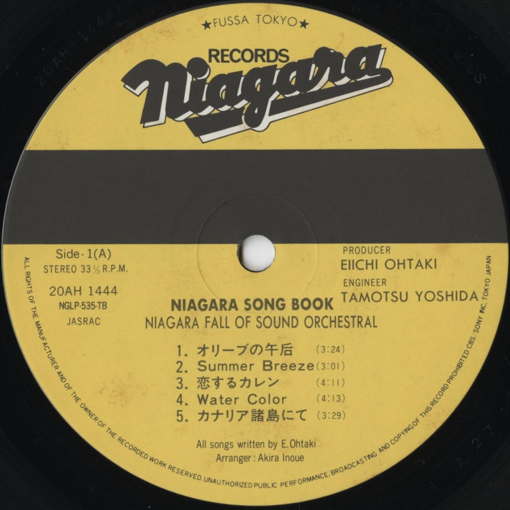 Niagara Fall Of Sound Orchestral – Niagara Song Book (20AH 1444) LP 1982 JPN Niagara CBS/Sony|中古LP