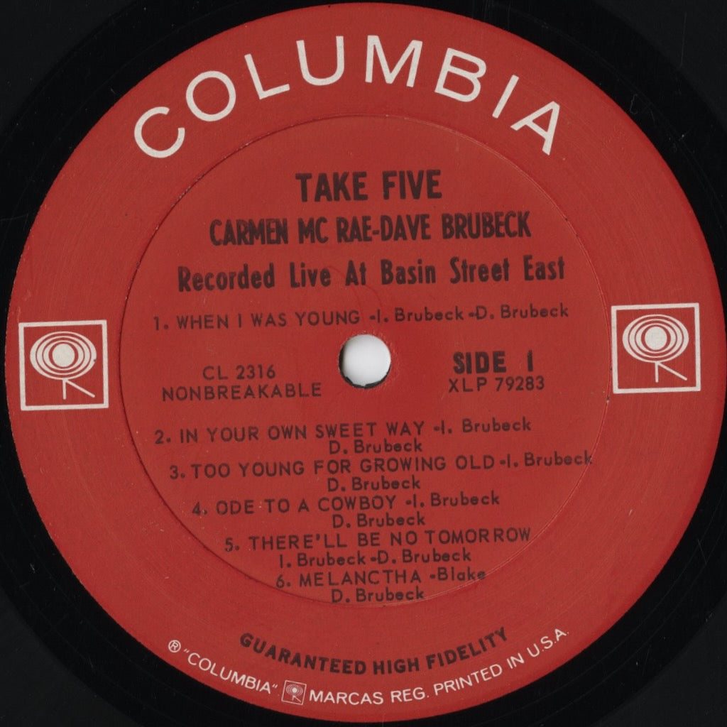 Carmen McRae / カーメン・マクレエ / Take Five (CL 2316)