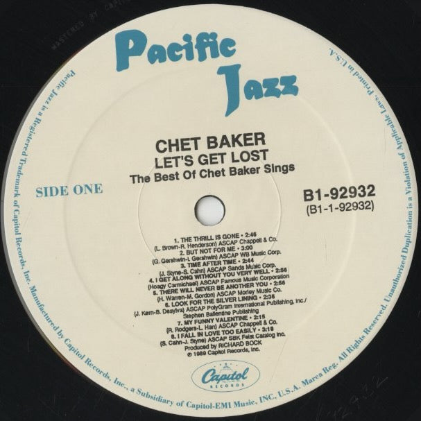 Chet Baker / チェット・ベイカー / Let's Get Lost (The Best Of Chet Baker Sings) (B1-92932)