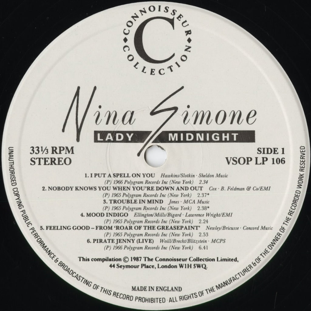 Nina Simone - Lady Midnight (VSOP LP 106) 1987 UK Connoisseur Collection|中古LP