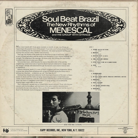 Roberto Menescal - Soul Beat Brazil (KL-1495) LP 1966 US Kapp|中古LP