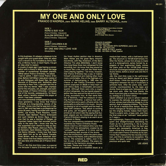 Franco D'Andrea - My One And Only Love (NS 201) 1983 ITA RED|中古LP