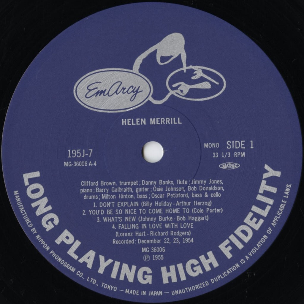 Helen Merrill - Helen Merrill With Clifford Brown (195J-7) LP 1983 JPN EmArcy|中古LP