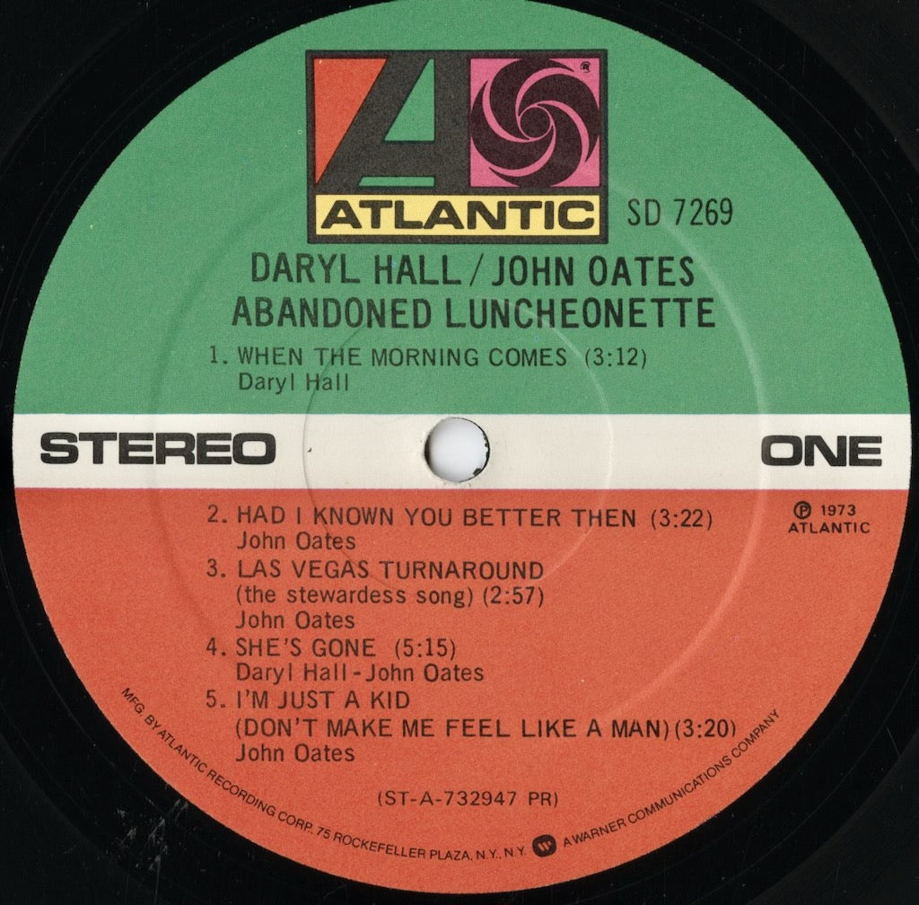 Daryl Hall & John Oates / ダリル・ホール ジョン・オーツ / Abandoned Luncheonette (SD 19139) US 1977 Pressing