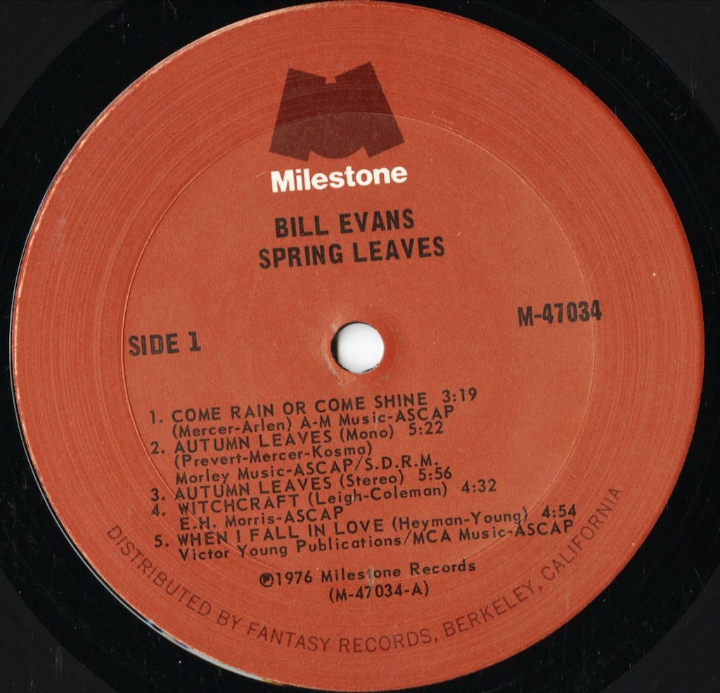 Bill Evans - Spring Leaves (M-47034) LP 1976 US Milestone|中古LP