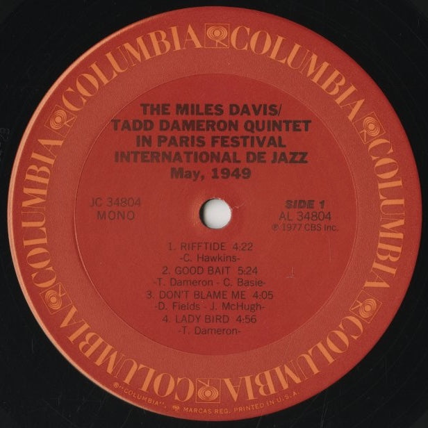 Miles Davis / Tadd Dameron Quintet / マイルス・デイヴィス タッド・ダメロン / Paris Festival International De Jazz (JC 34804)