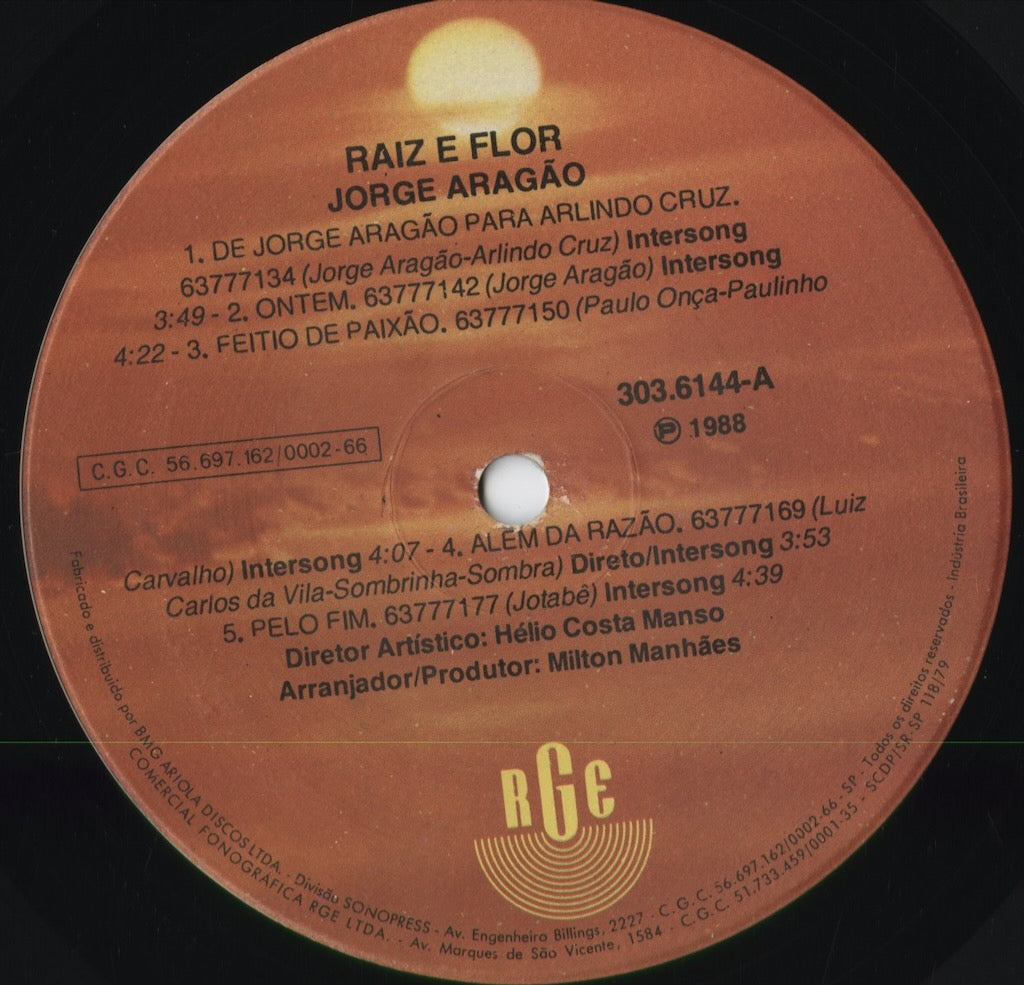 Jorge Aragão - Raiz E Flor (303.6144) 1988 BRA RGE|中古LP