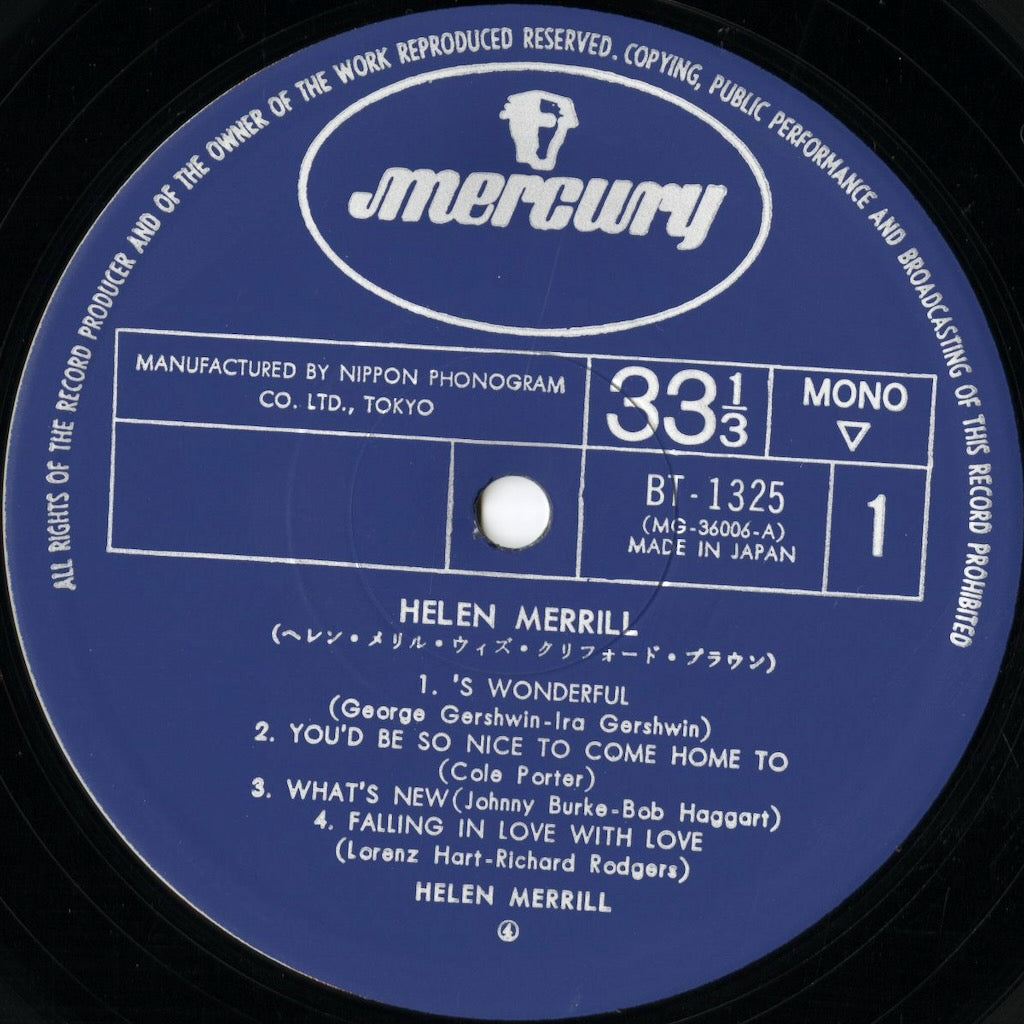 Helen Merrill / ヘレン・メリル / Helen Merrill With Clifford Brown (BT-1325)