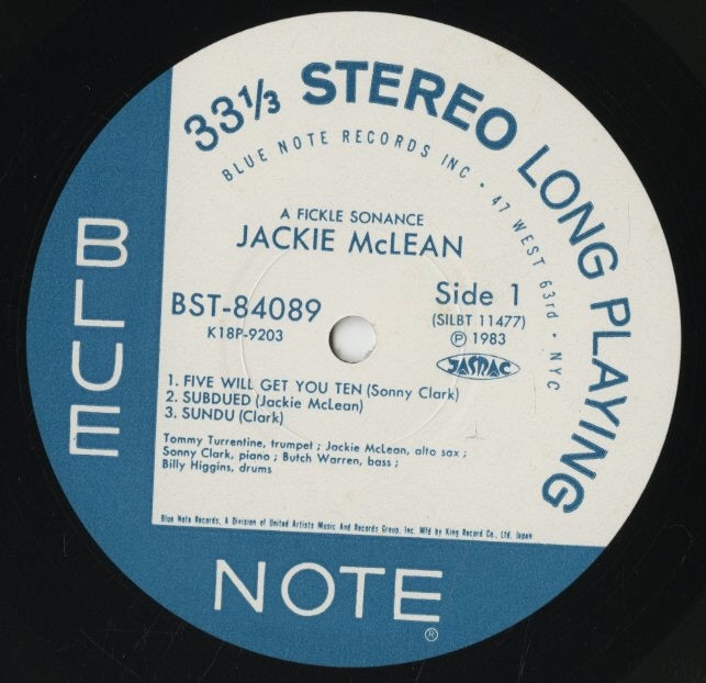 Jackie Mclean / ジャッキー・マクリーン / A Fickle Sonance (K18P 9203)