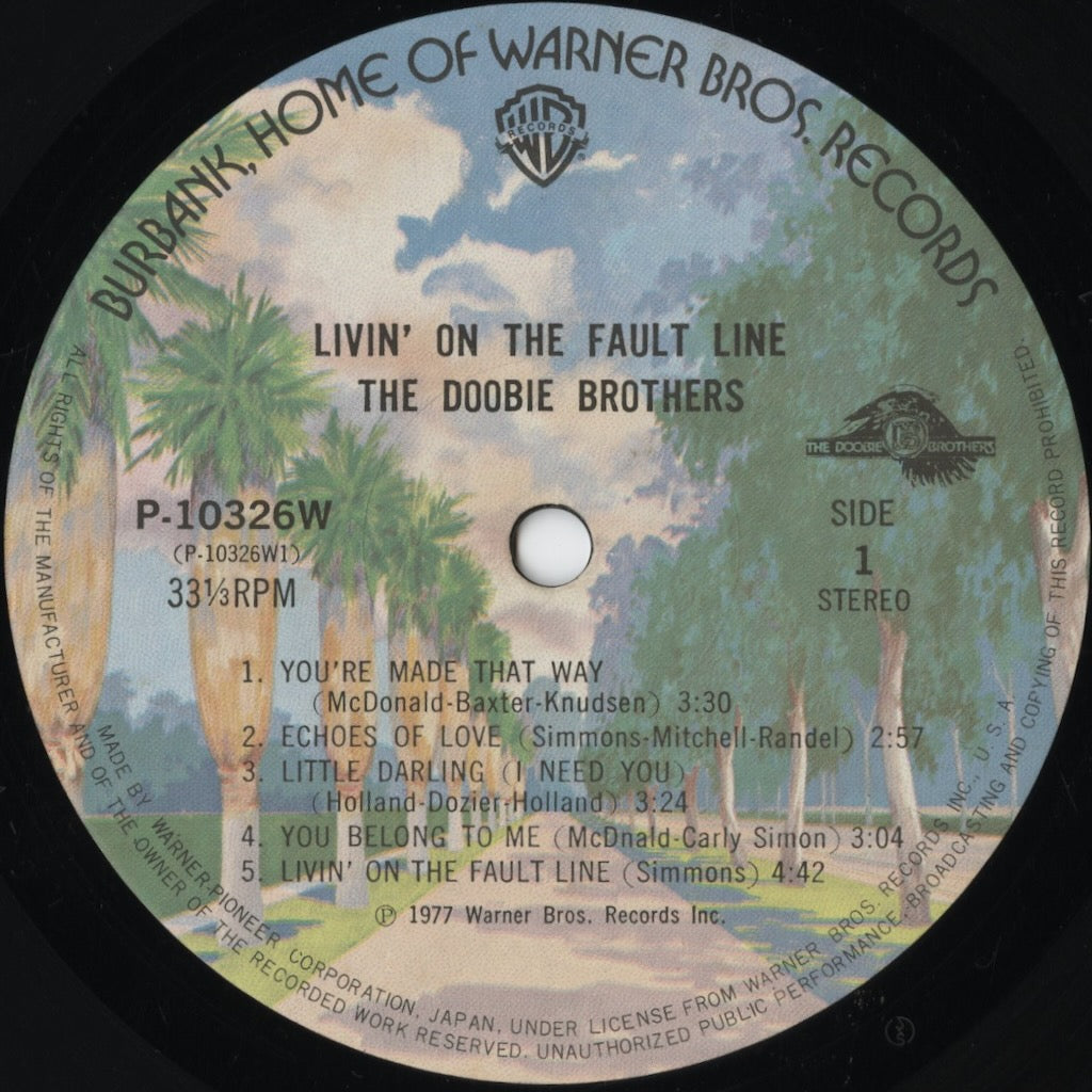 The Doobie Brothers - Livin' On The Fault Line (P-10326W) LP 1977 JPN Warner Bros.|中古LP