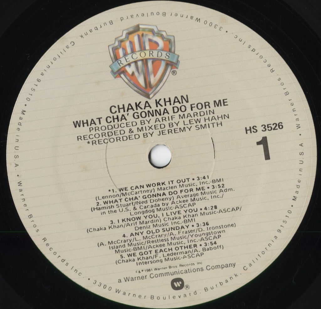 Chaka Khan - What Cha' Gonna Do For Me (HS 3526) 1981 US Warner Bros.|中古LP