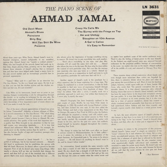Ahmad Jamal - The Piano Scene Of Ahmad Jamal (LN3631) LP 1959 US Epic|中古LP