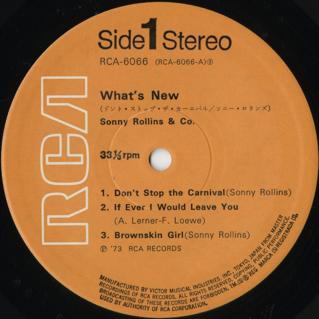 Sonny Rollins - What's New (RCA 6066) 1973 JPN RCA - Victor|中古LP