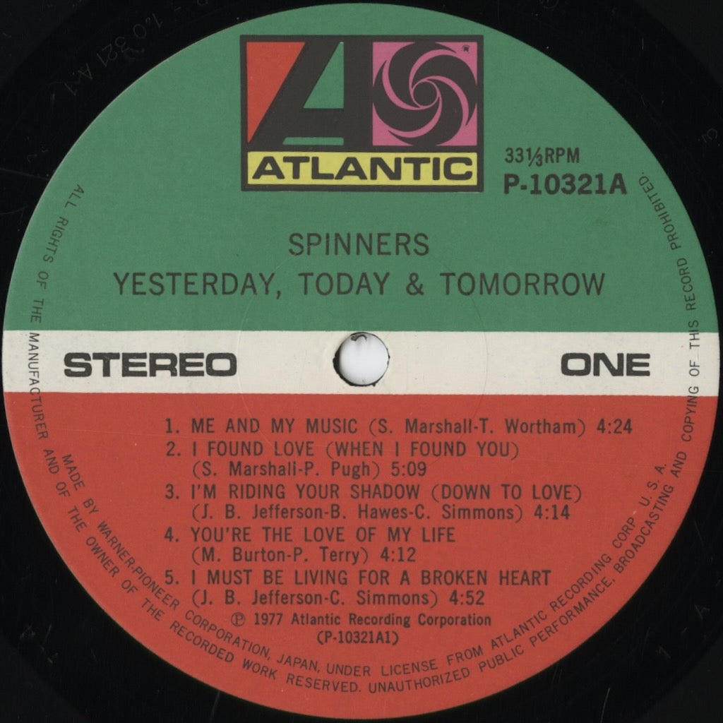 Spinners - Yesterday, Today & Tomorrow (P-10321A) 1977 JPN Atlantic|中古LP