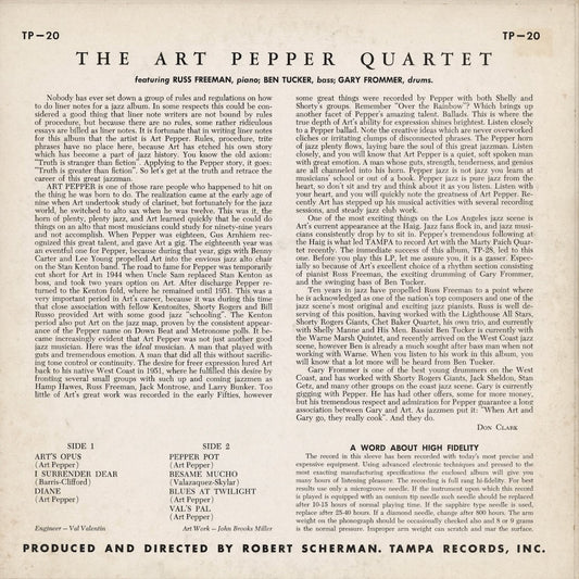 Art Pepper Quartet - Art Pepper Quartet (1957) (TP-20) LP 1958 US Tampa|中古LP