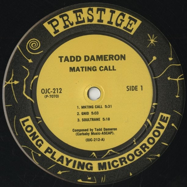 Tadd Dameron With John Coltrane / タッド・ダメロン ジョン・コルトレーン / Mating Call (OJC-212)