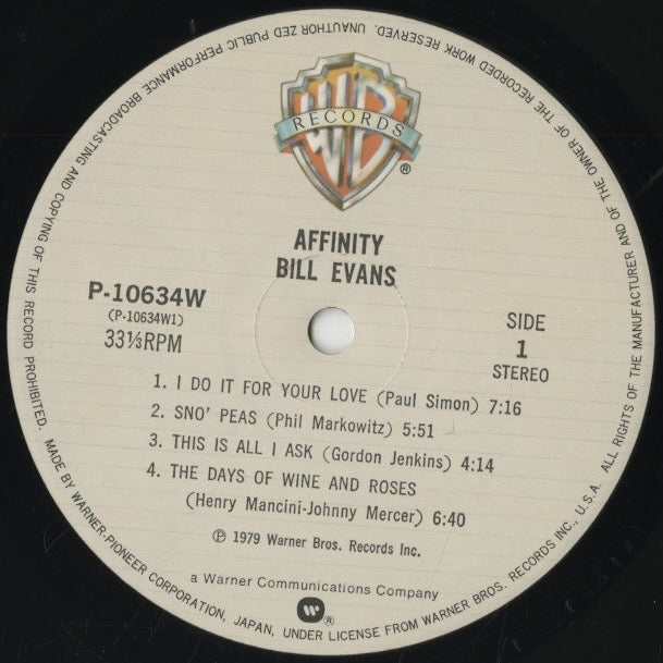 Bill Evans / ビル・エヴァンス / Affinity (P-10634W)