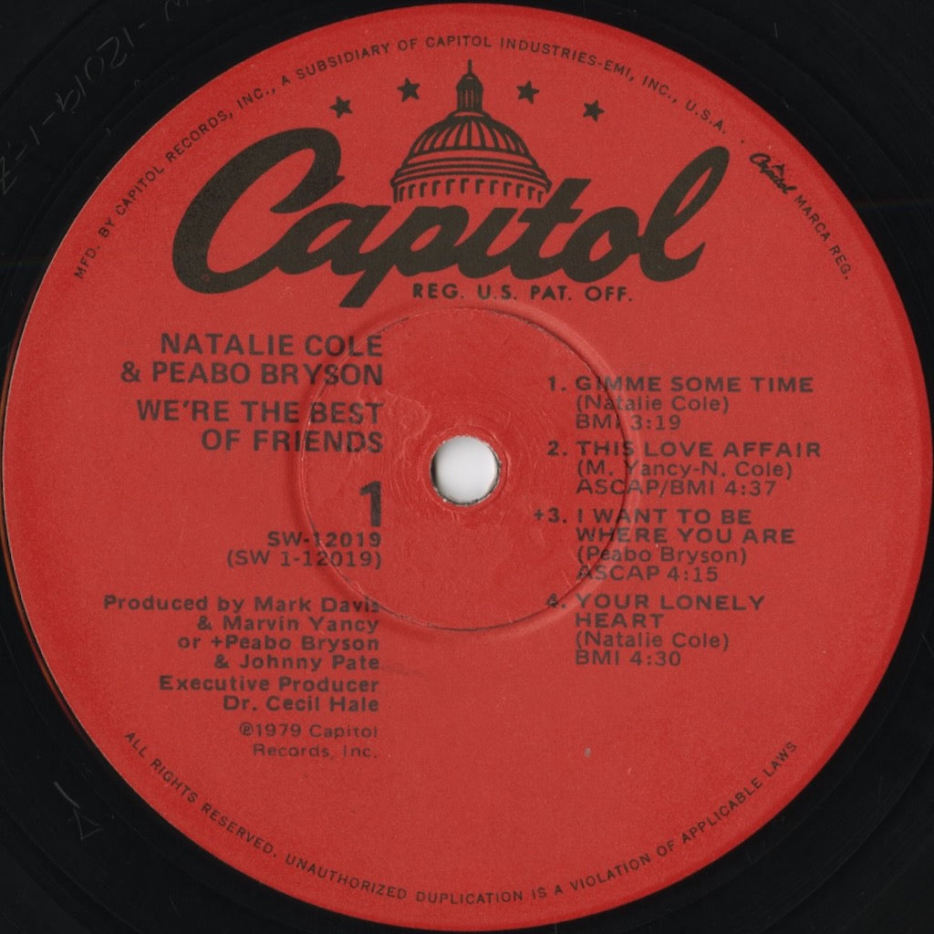 Natalie Cole - Peabo Bryson – We're The Best Of Friends (SW-12019) LP 1979 US Capitol | 中古LP