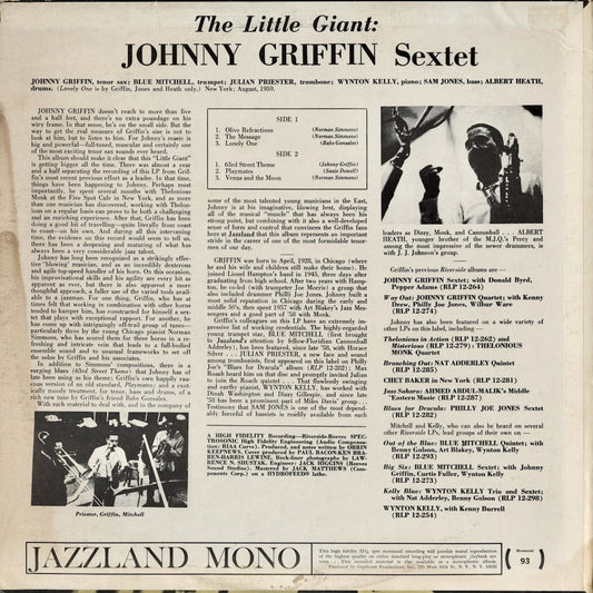 Johnny Griffin – The Little Giant (JLP 93) LP 1960's US Jazzland|中古LP